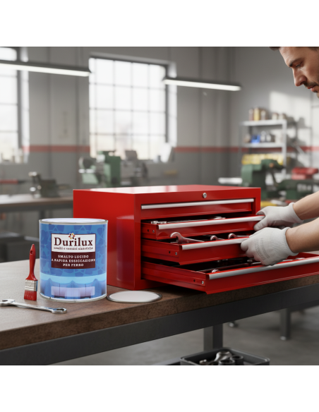 Durilux Smalto Sintetico Lucido A Rapida Essiccazione Colore Rosso 514 Ral 3000 DURIPLASTIC - foto 6