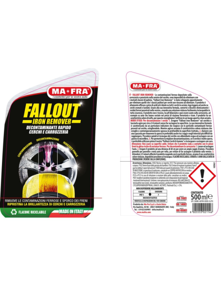 Fallout Iron Remover 500 ml Decontaminante Ferroso Per Cerchi E Carrozzeria