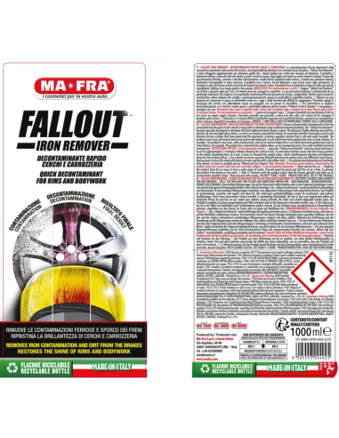 Fallout Iron Remover 1000 ml Decontaminante Ferroso Per Cerchi E Carrozzeria