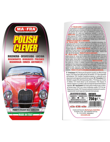 Polish Clever 250 g Per Rigenerare Disossidare E Lucidare Carrozzeria Auto