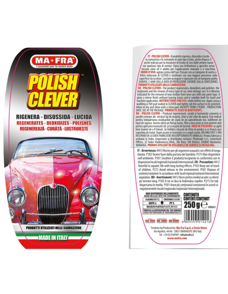 Polish Clever 250 g Per Rigenerare Disossidare E Lucidare Carrozzeria Auto