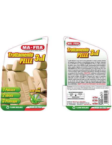 Trattamento 3 In 1 Pelle Per Auto Pulizia Idratazione Protezione 500 ml