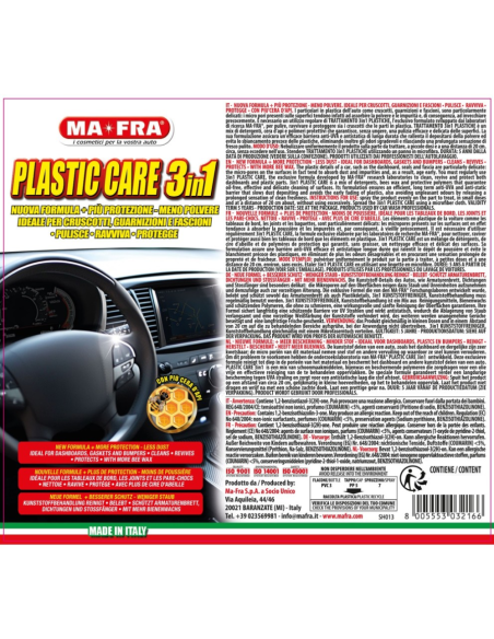 Trattamento 3in1 Plastiche 500 ml Pulizia Ravvivo E Protezione Per Auto  