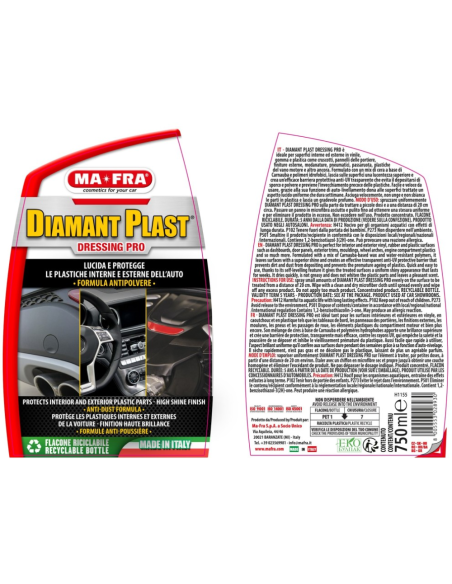 Diamant Plast Dressing Pro Rinnova Lucida e Protegge Plastiche Auto 750 ml  