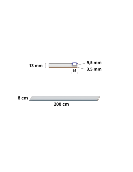 Semilavorato Filomuro Cartongesso Fibra Alluminio Led 8x200cm 5 Pz 10m Lineari