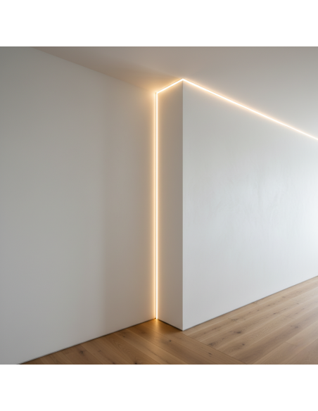 Semilavorato Filomuro Cartongesso Fibra Con Profilo Alluminio Led 8x200 cm 5 Pz