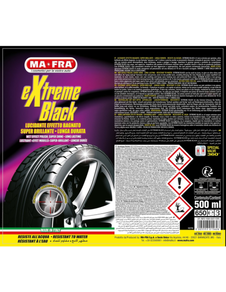 Extreme Black Nero Gomme Effetto Bagnato Lunga Durata 500 ml