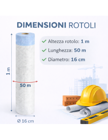 Kit 33 Rotoli Da 1x50 m Rete In Fibra Di Vetro Per Intonaco 150 gr 1650 mq FORTUNATO - foto 5