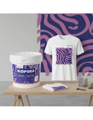 Kit Garage E Cantina Pittura Murale Traspirante 5 L E T-Shirt Cromika Waves