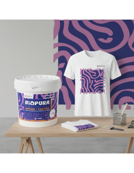 Kit Garage E Cantina Pittura Murale Traspirante 5 L E T-Shirt Cromika Waves