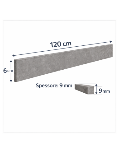 Battiscopa Gres Porcellanato 120x6 cm London Grey S.Agostino Rettificato Effetto Pietra R11 Opaco