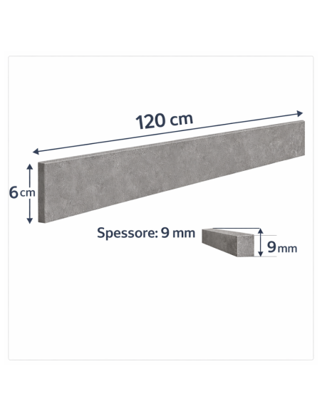 Battiscopa Gres Porcellanato 120x6 cm London Grey S.Agostino Rettificato Effetto Pietra R11 Opaco