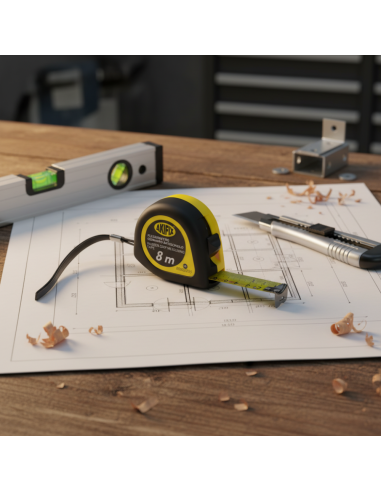 Flessometro Gommato Antiscivolo Professionale Akifix 8 Metri x 25 mm