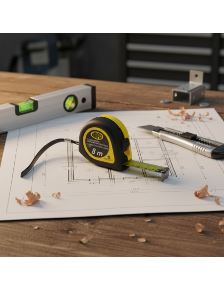 Flessometro Gommato Antiscivolo Professionale Akifix 8 Metri x 25 mm