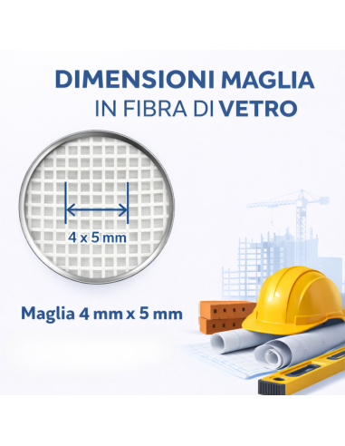 Kit 2 Rotoli 1x50 m Rete In Fibra Di Vetro Per Intonaco 150 gr Copertura 100 mq FORTUNATO - foto 2