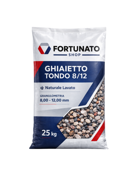 Ghiaino Fiume Dimensione 8/12 mm Inerte Naturale Lavato Vagliato Sacco 25 kg