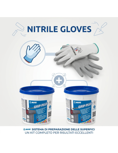 MAPEI Eco Prim Grip Plus Primer Adesione Pareti Pavimenti 2x1kg e Guanti Nitrile