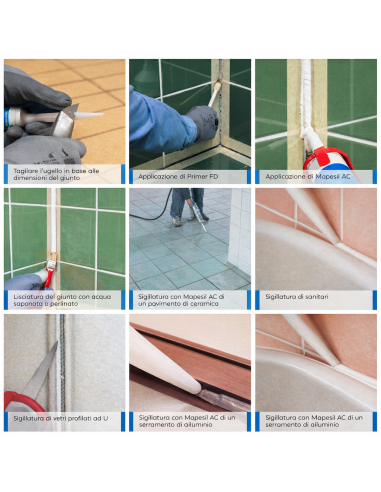 MAPEI Mapesil AC Silicone Acetico  Elastico Resistente Alla Muffa 310 ml 6 Pezzi