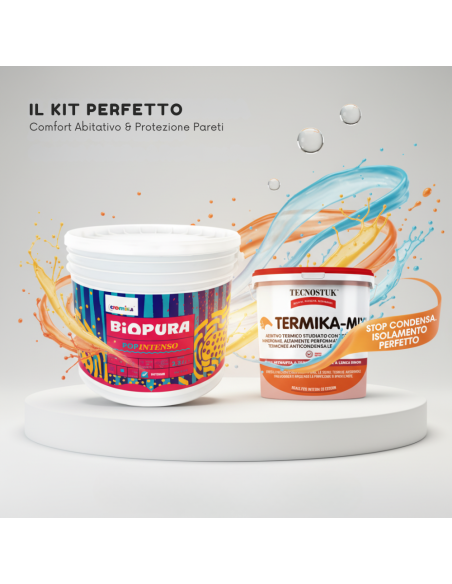 KIT Pittura Colorata POP INTENSO 2,5 L e Additivo Anticondensa TERMIKA-MIX Tecnostuk  1 L