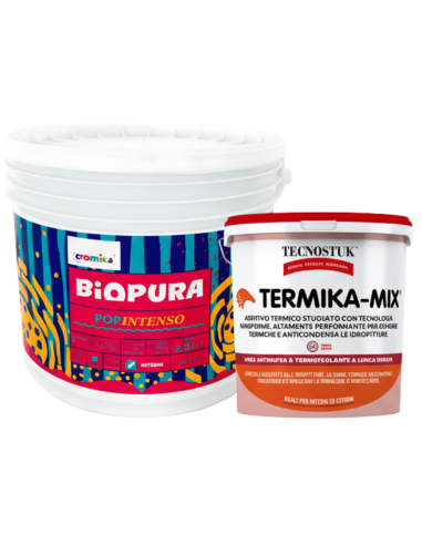 KIT Pittura Colorata POP INTENSO 2,5 L e Additivo Anticondensa TERMIKA-MIX Tecnostuk  1 L
