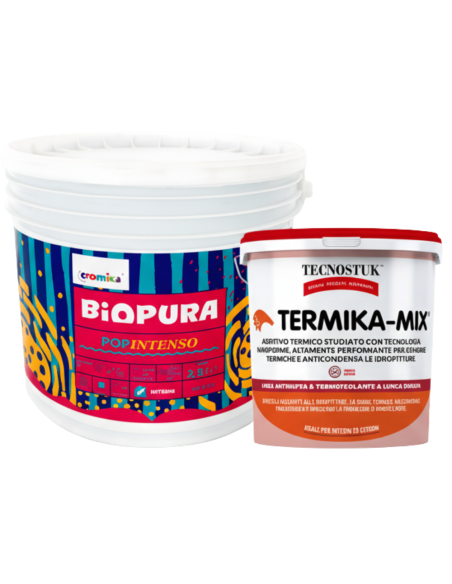 KIT Pittura Colorata POP INTENSO 2,5 L e Additivo Anticondensa TERMIKA-MIX Tecnostuk  1 L