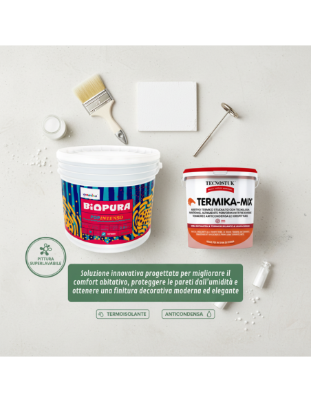 KIT Pittura Colorata POP INTENSO 2,5 L e Additivo Anticondensa TERMIKA-MIX Tecnostuk  1 L