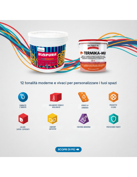 KIT Pittura Colorata POP INTENSO 2,5 L e Additivo Anticondensa TERMIKA-MIX Tecnostuk  1 L