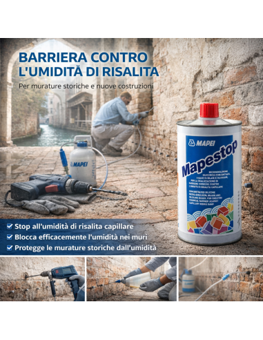 Mapei MAPESTOP Microemulsione Siliconica Barriera Chimica Contro L’Umidità 1 Kg