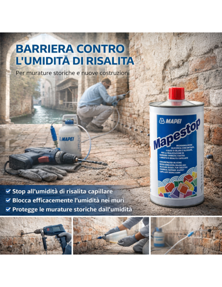 Mapei MAPESTOP Microemulsione Siliconica Barriera Chimica Contro L’Umidità 1 Kg