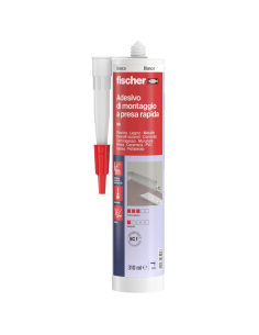 Fischer MK Colla Adesivo Di Montaggio Rapido Bianco Per Ambienti Interni 310 ml