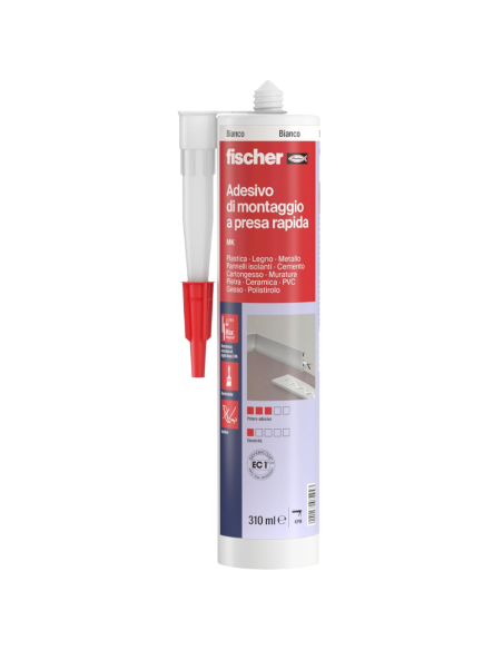 Fischer MK Colla Adesivo Di Montaggio Rapido Bianco Per Ambienti Interni 310 ml