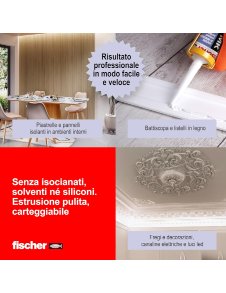 Fischer MK Colla Adesivo Di Montaggio Rapido Bianco Per Ambienti Interni 310 ml