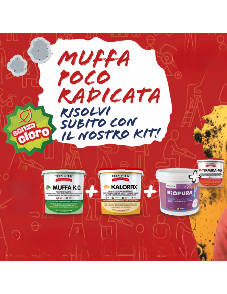KIT Per Muffa Poco Radicata Tecnostuk Con Pittura Cromika Bianca 2,5 L
