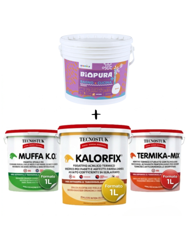 KIT Per Muffa Poco Radicata Tecnostuk Con Pittura Cromika Bianca 2,5 L