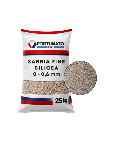 Sabbia Silicea Fine Granulometria 0-0,6 mm Finitura Superfici Sacco kg 25
