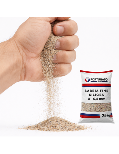Sabbia Silicea Fine Granulometria 0-0,6 mm Finitura Superfici Sacco kg 25