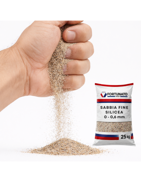 Sabbia Silicea Fine Granulometria 0-0,6 mm Finitura Superfici Sacco kg 25