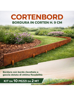 Bordura Flessibile In Acciaio Cortenbord 2 mt Con Giunti Viteria e Chiavetta Pezzi 10  2