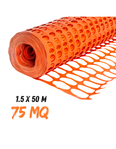 Rete In Pvc Per Recinzione Colore Arancione Rotolo 1.5 x 50 m (75 mq) - FORTUNATO
