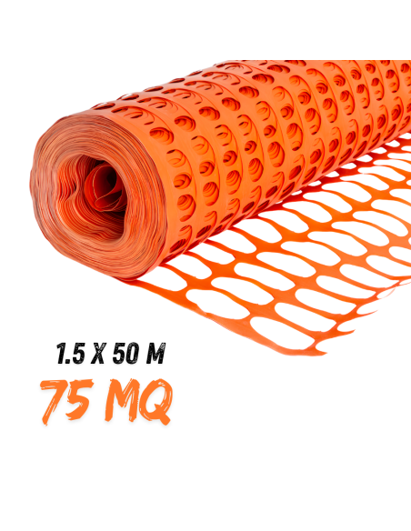 Rete In Pvc Per Recinzione Colore Arancione Rotolo 1.5 x 50 m (75 mq) - FORTUNATO