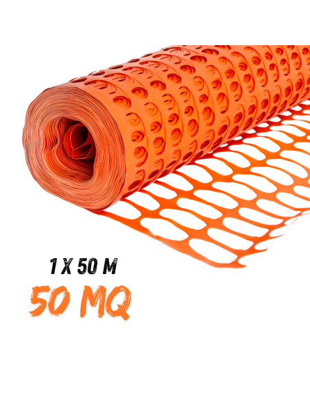 Rete In Pvc Per Recinzione Colore Arancione Rotolo 1 x 50 m (50 mq) - FORTUNATO