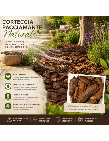 Corteccia Pacciamante Naturale Profumo di Bosco Per Giardini 60 L