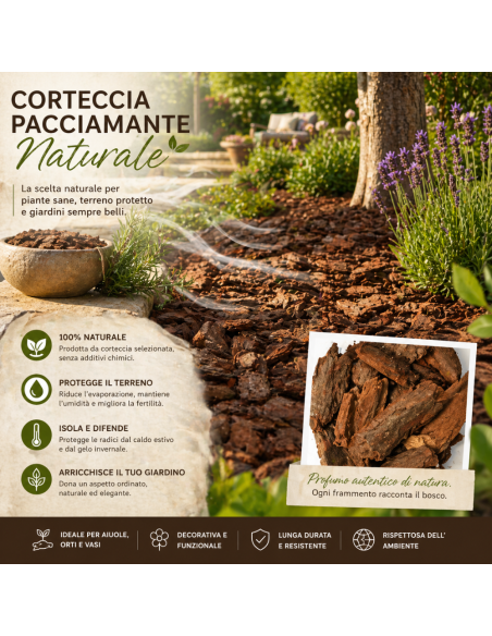 Corteccia Pacciamante Naturale Profumo di Bosco Per Giardini 60 L