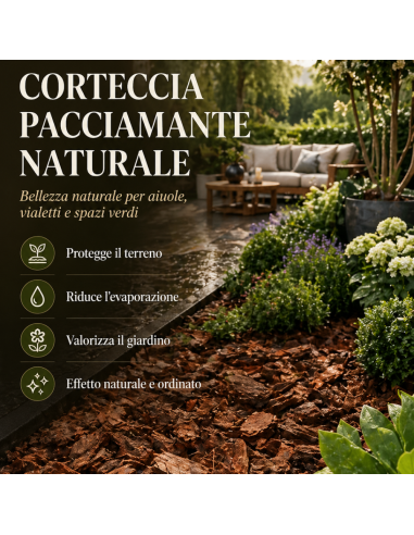 Corteccia Pacciamante Naturale Profumo di Bosco Per Giardini 60 L