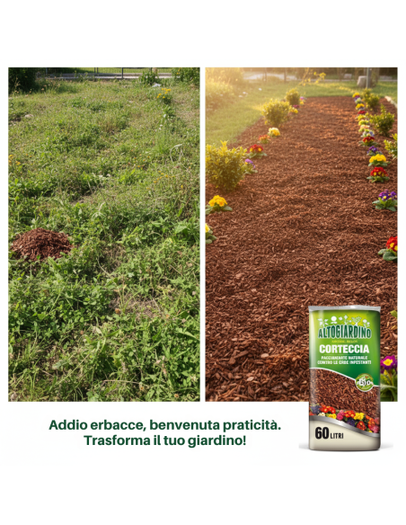 Corteccia Vegetale Pacciamante Naturale Per Giardino 60 L