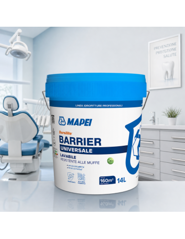 MAPEI Dursilite Barrier Pittura Murale Per Interni Lavabile Contro Le Muffe 14L