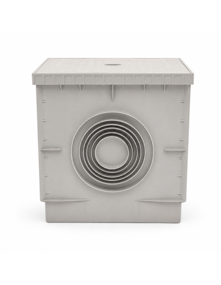 Pozzetto In PVC 400x400 mm Con Chiusino Grigio Per Acqua Piovana - FORTUNATO
