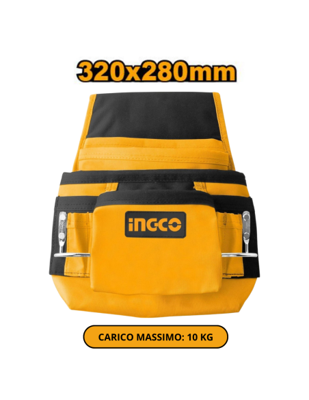Fodero Porta Attrezzi 10 Tasche 2 Ganci Porta Martello Borsa Cintura Strumenti 