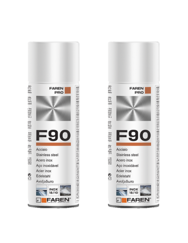Faren F90 Acciaio Inox Spray Per Trattamento Metalli Anticorrosivo 400 ml 2 Pezzi