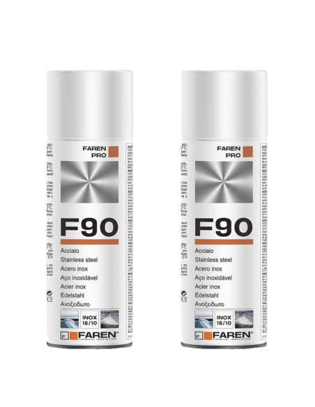 Faren F90 Acciaio Inox Spray Per Trattamento Metalli Anticorrosivo 400 ml 2 Pezzi